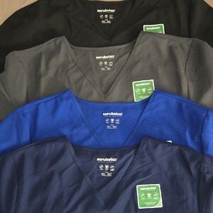 Scrubstar V-Neck Unisex Scrub Tops in Black, Gray, Royal Blue, Navy